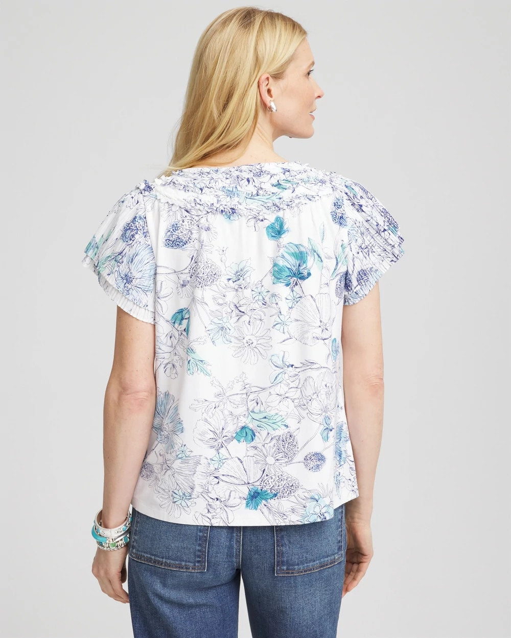 Touch of Cool™ Floral Flutter Sleeve Tee - Chico's