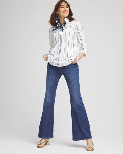 No Iron™ Striped Buttonback Stretch Tunic - Chico's