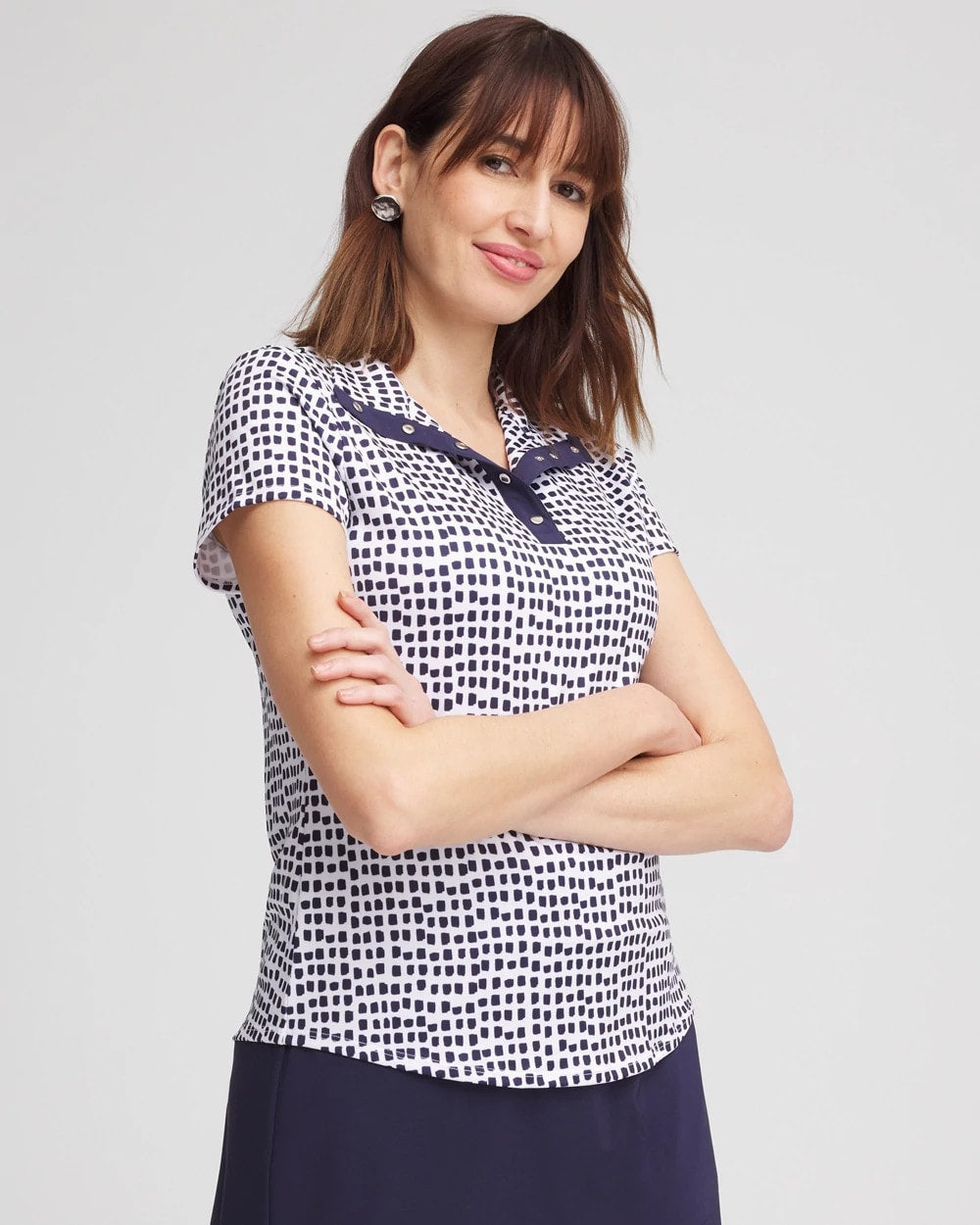 Zenergy® UPF Dots Mockneck Short-Sleeve Top - Chico's