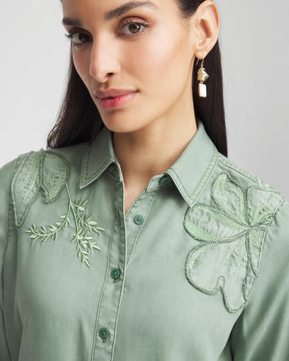 Embellished Lyocell Tencel™ Collared Shirt - Chico's