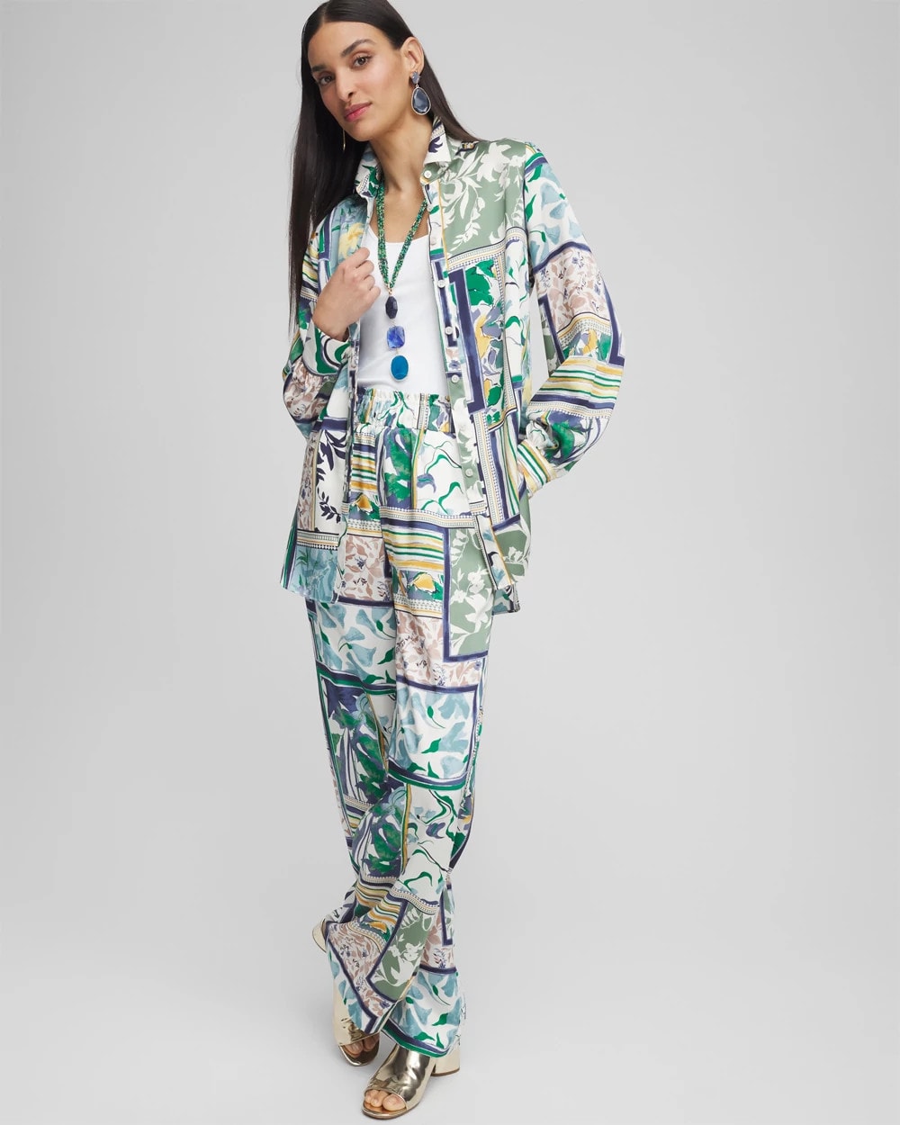 Faux Silk Coastal Collared Shirt - Chico's