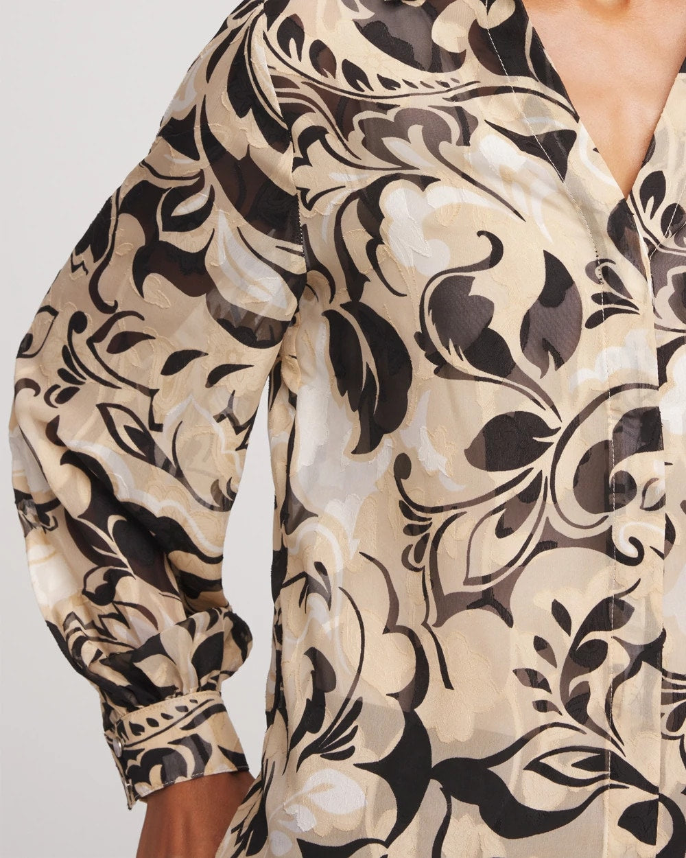 Floral Burnout Blouson-Sleeve Blouse - Chico's