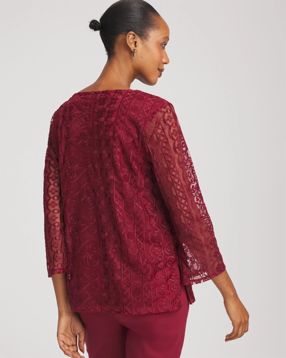 Embroidered Mesh Tunic Top - Chico's