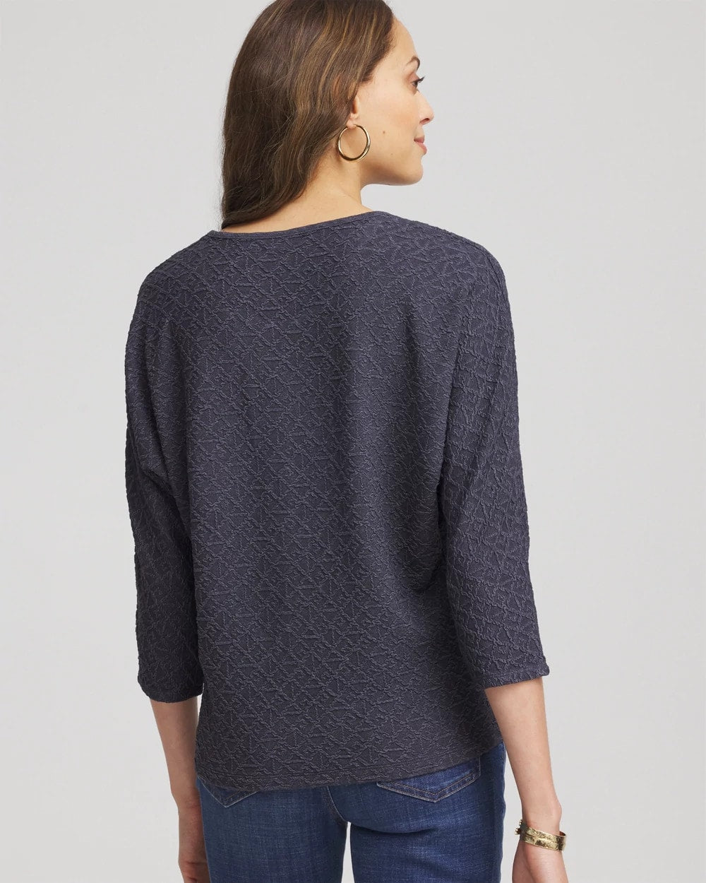 Textured Denim-Motif Tapered-Hem Top - Chico's