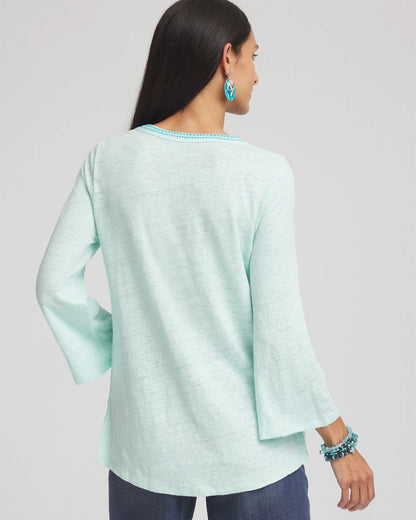 Linen Embroidered V-Neck Tunic - Chico's