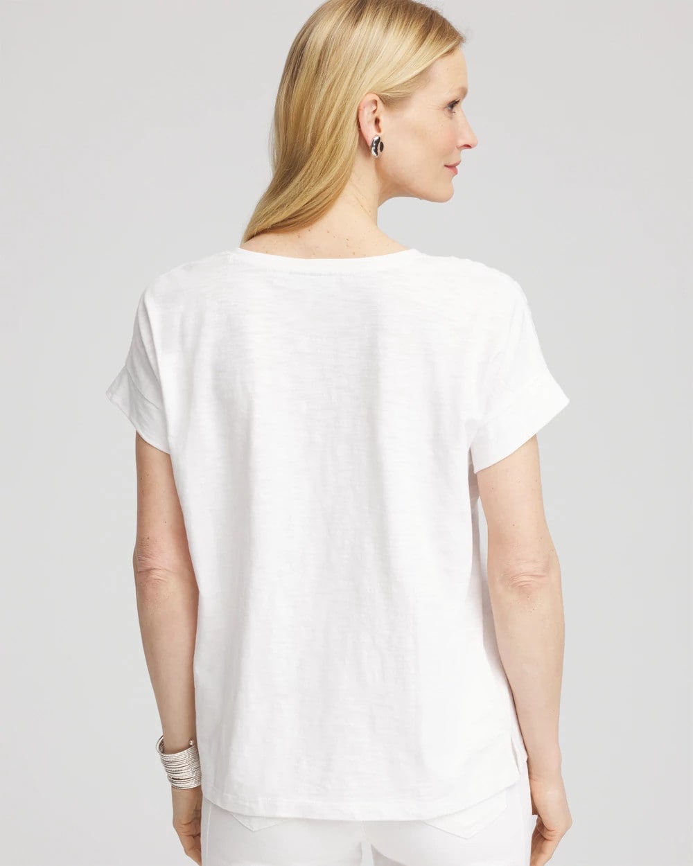 Paillette Trim Cotton Slub Tee - Chico's