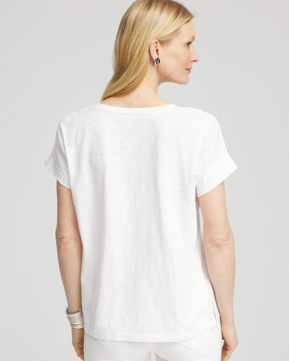 Paillette Trim Cotton Slub Tee - Chico's