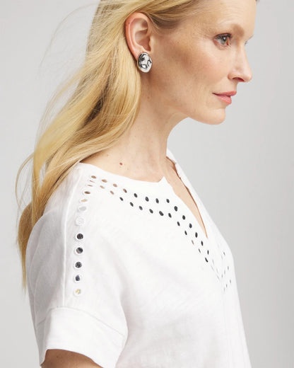 Paillette Trim Cotton Slub Tee - Chico's