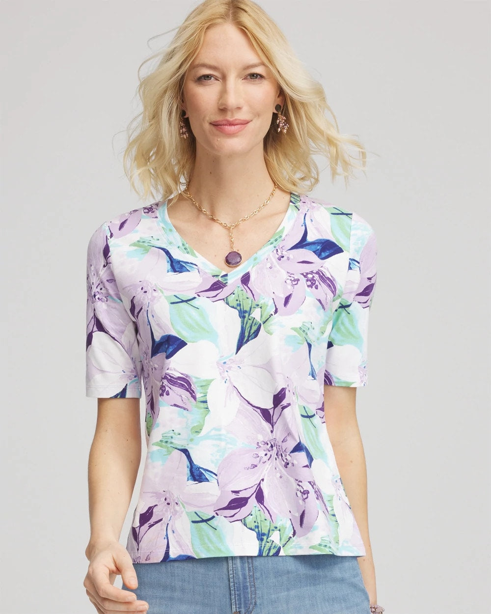 Lily Print V-Neck Perfect Tee - Chico's