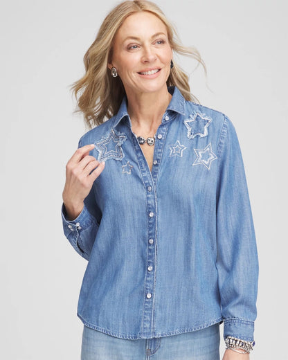 Embroidered Tencel™ Denim Shirt - Chico's