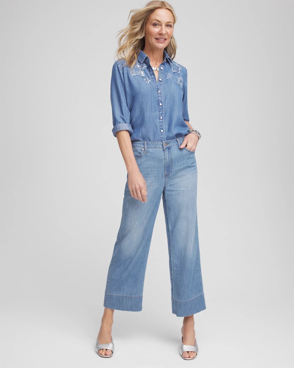 Embroidered Tencel™ Denim Shirt - Chico's