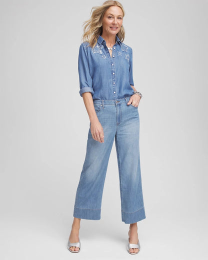 Embroidered Tencel™ Denim Shirt - Chico's