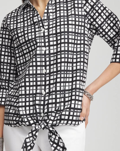 No Iron™ Plaid Tie-Front Top - Chico's