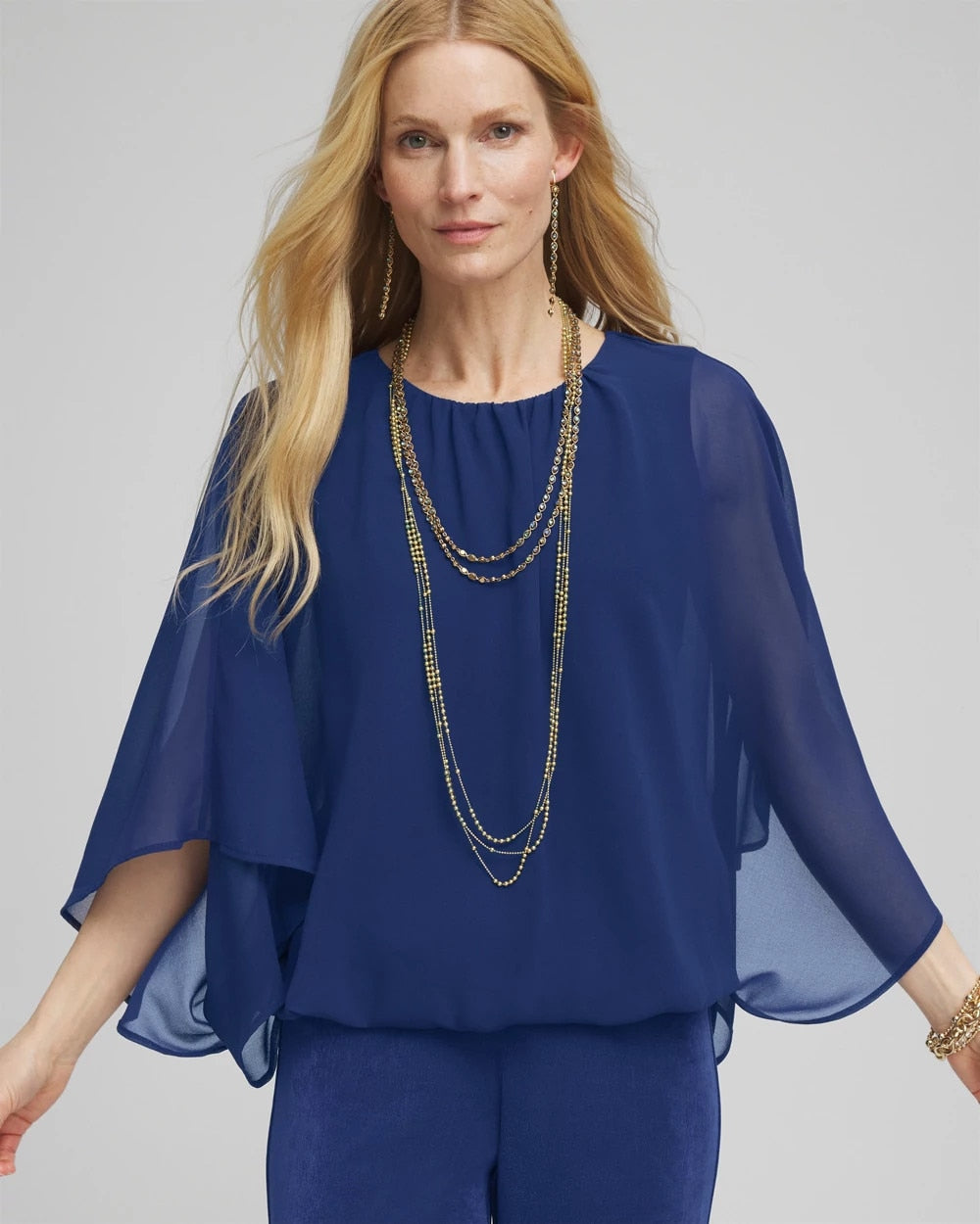 Travelers™ Collection Bubble Hem Chiffon Blouse - Chico's