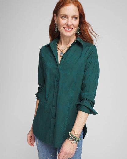 No Iron™ Green Jacquard Shirt - Chico's