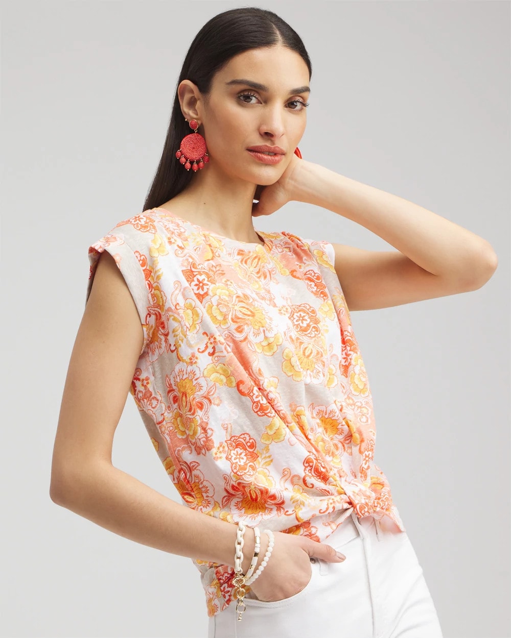 Floral Knot Front Tee - Chico's
