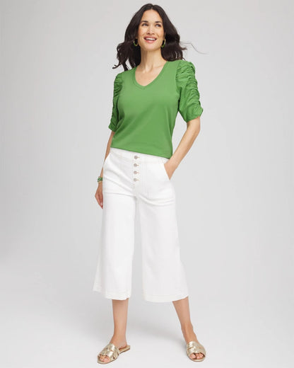 Ruched Sleeve V-Neck Tee - Chico's