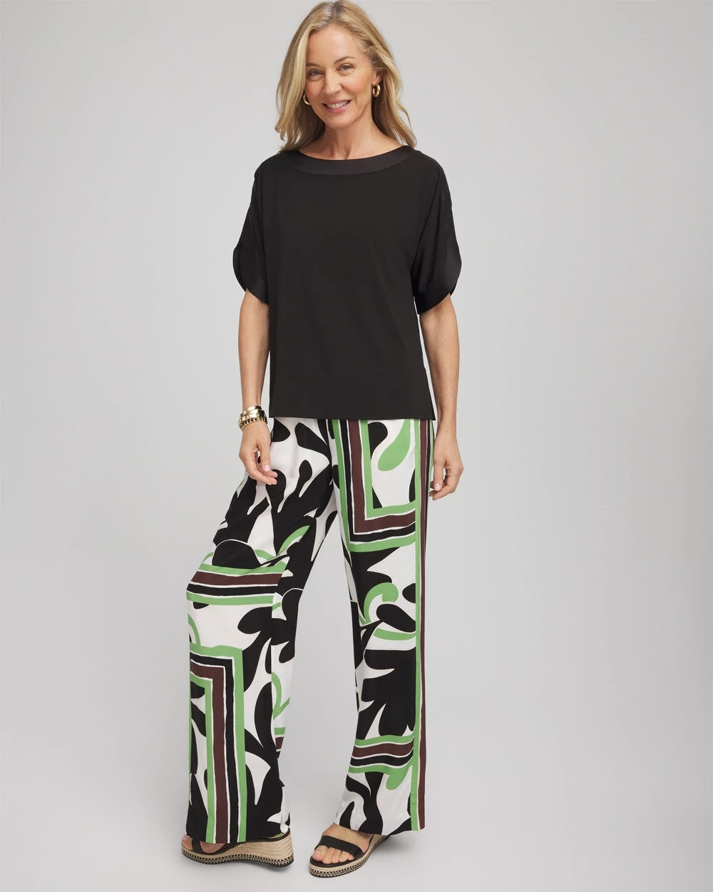 Jersey & Satin Dolman Tee - Chico's