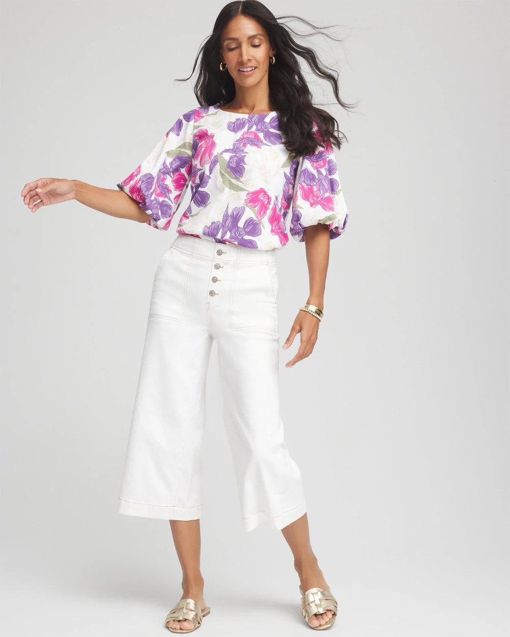 Floral Bubble Sleeve Top - Chico's