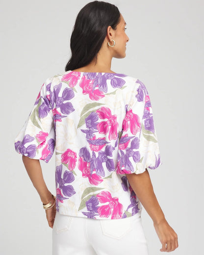 Floral Bubble Sleeve Top - Chico's