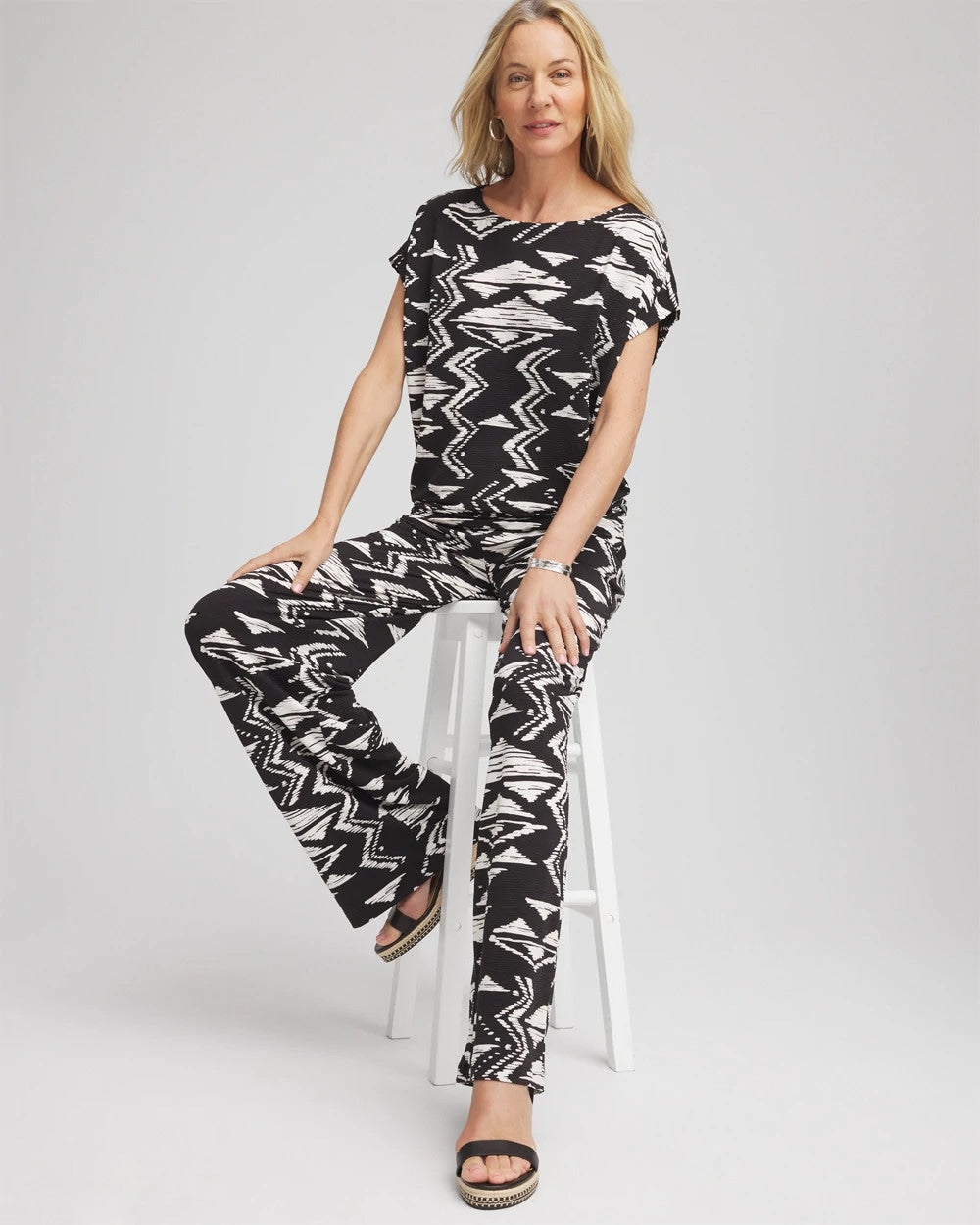 Travelers™ Crinkled Knit Geo-Print Top - Chico's