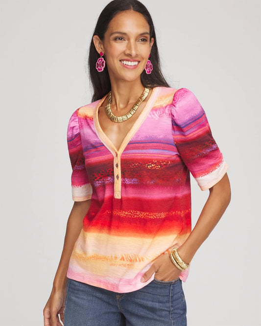 Rio Sunset Henley Tee - Chico's