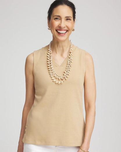 Sleeveless V-Neck Button Tank - Chico's