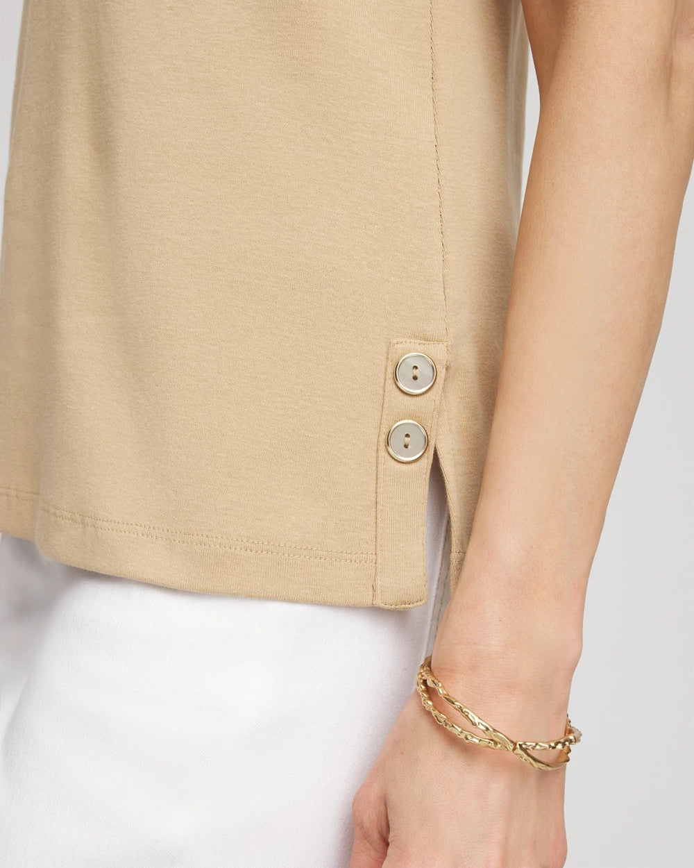 Sleeveless V-Neck Button Tank - Chico's