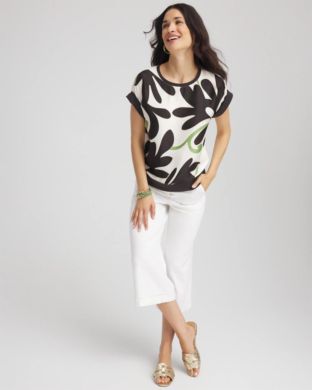 Floral Rib-Knit Satin Top - Chico's