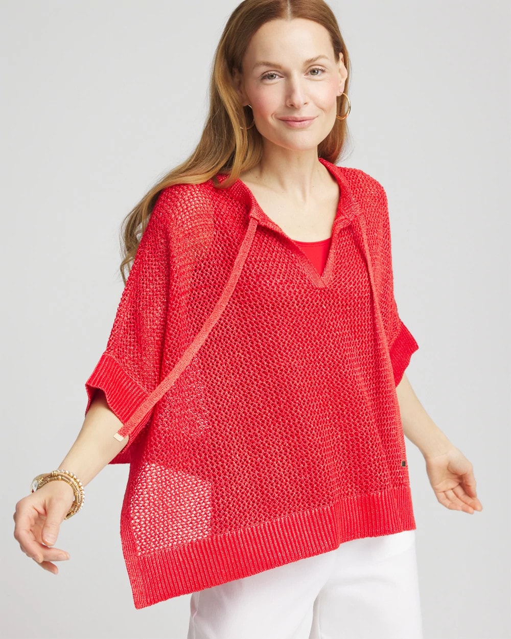 Sequin Open Knit Poncho - Chico's