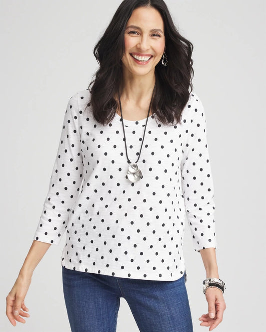 Polka-Dot Slub Scoop-Neck Tee - Chico's
