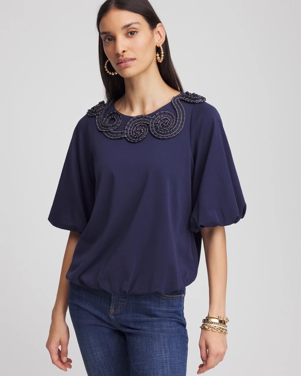 Bubble Hem Pleated Cotton Top - Chico's