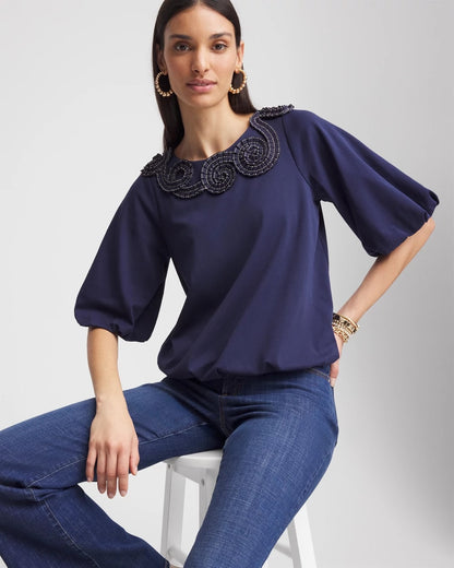 Bubble Hem Pleated Cotton Top - Chico's
