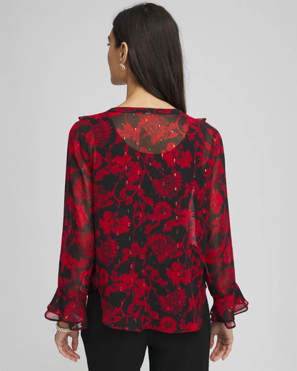 Georgette Clip Dot Ruffle Blouse - Chico's