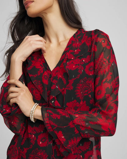 Georgette Clip Dot Ruffle Blouse - Chico's