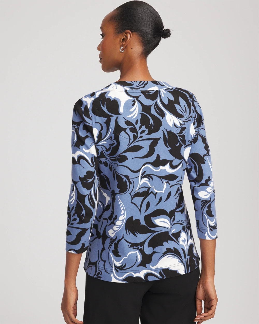Pima Cotton Floral 3/4 Sleeve Tee - Chico's