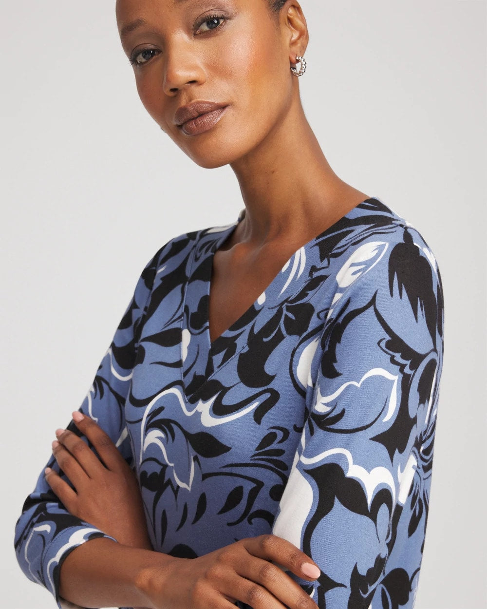 Pima Cotton Floral 3/4 Sleeve Tee - Chico's
