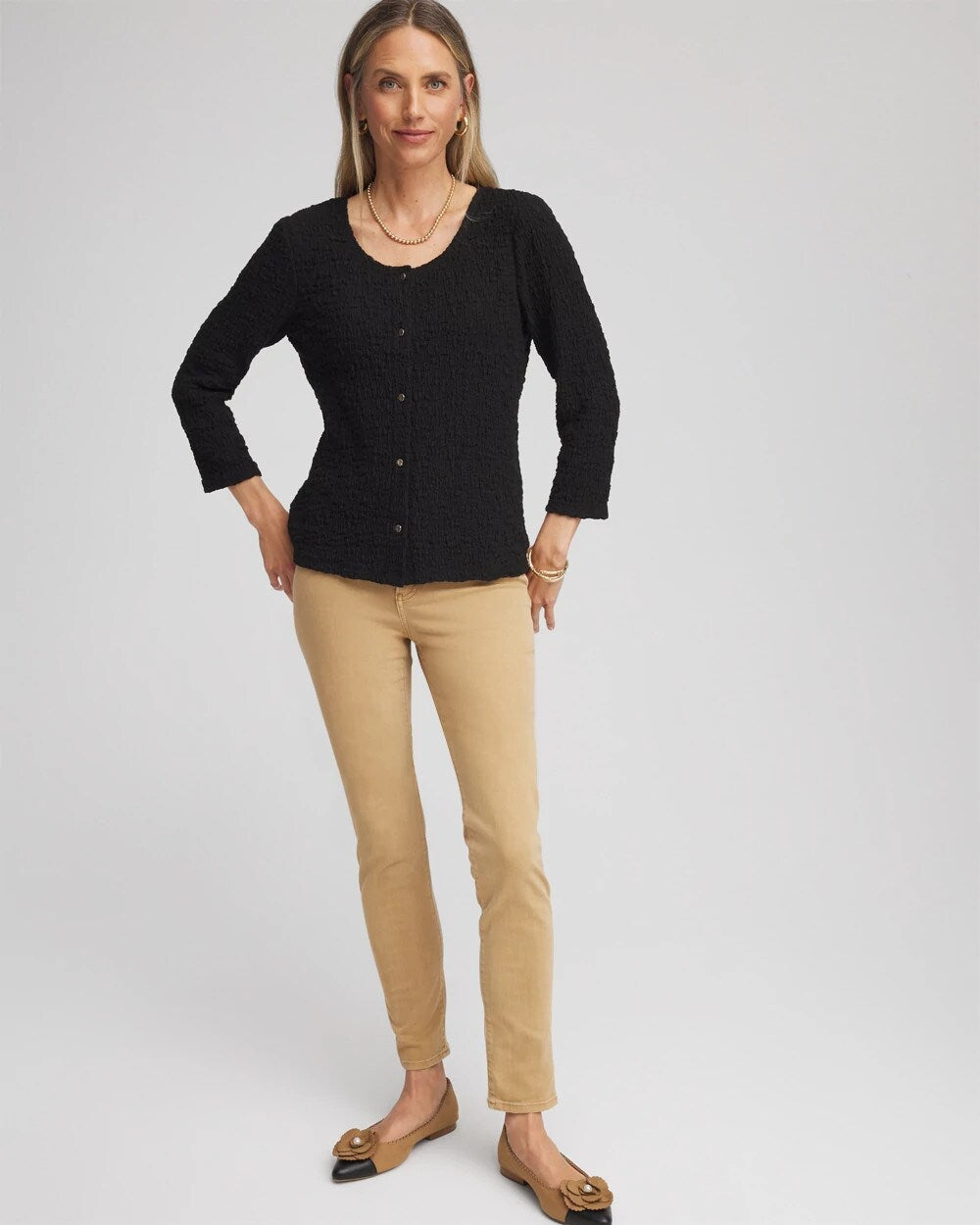 Textured Scoopneck Cardigan - Chico's