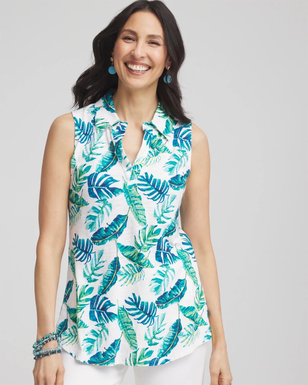 Island Slub Sleeveless Collared Tunic - Chico's
