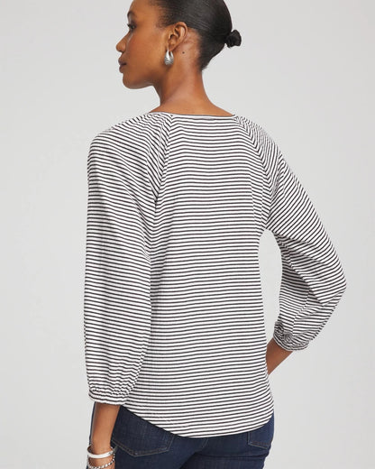 Striped Crinkled Raglan Top - Chico's