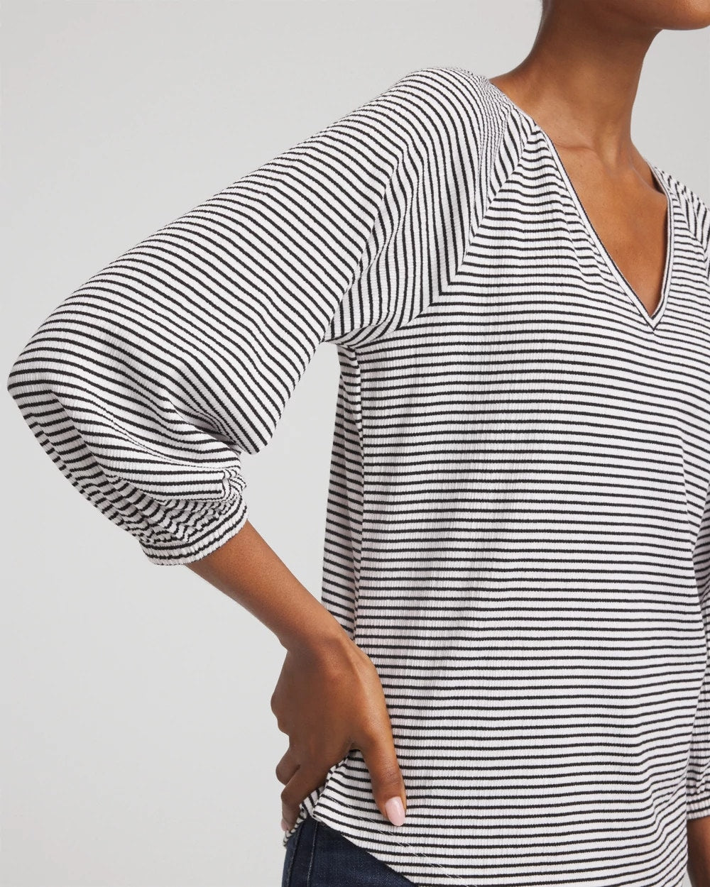 Striped Crinkled Raglan Top - Chico's