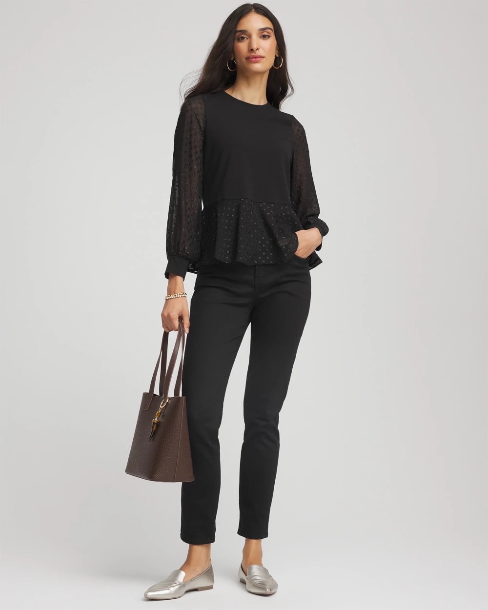 Clip-Dot Peplum Top - Chico's