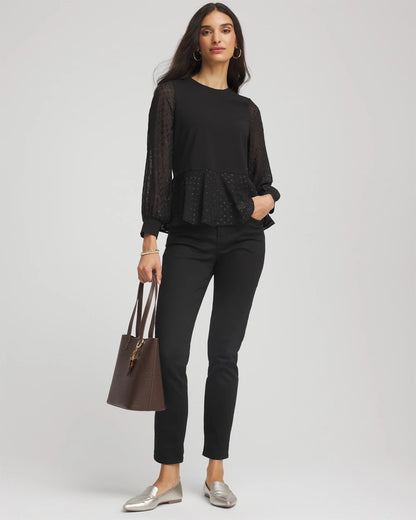 Clip-Dot Peplum Top - Chico's
