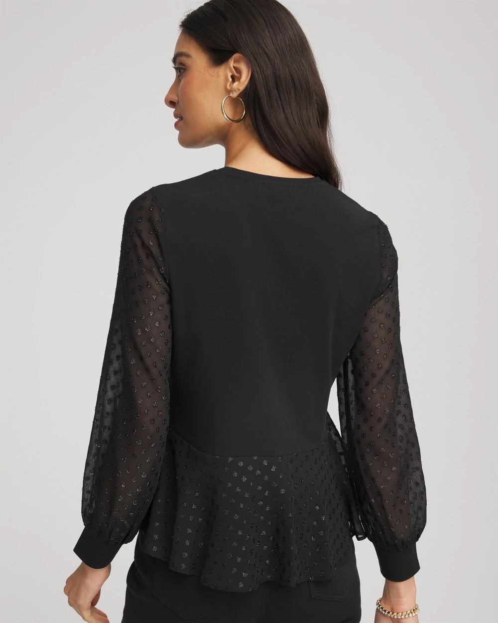 Clip-Dot Peplum Top - Chico's