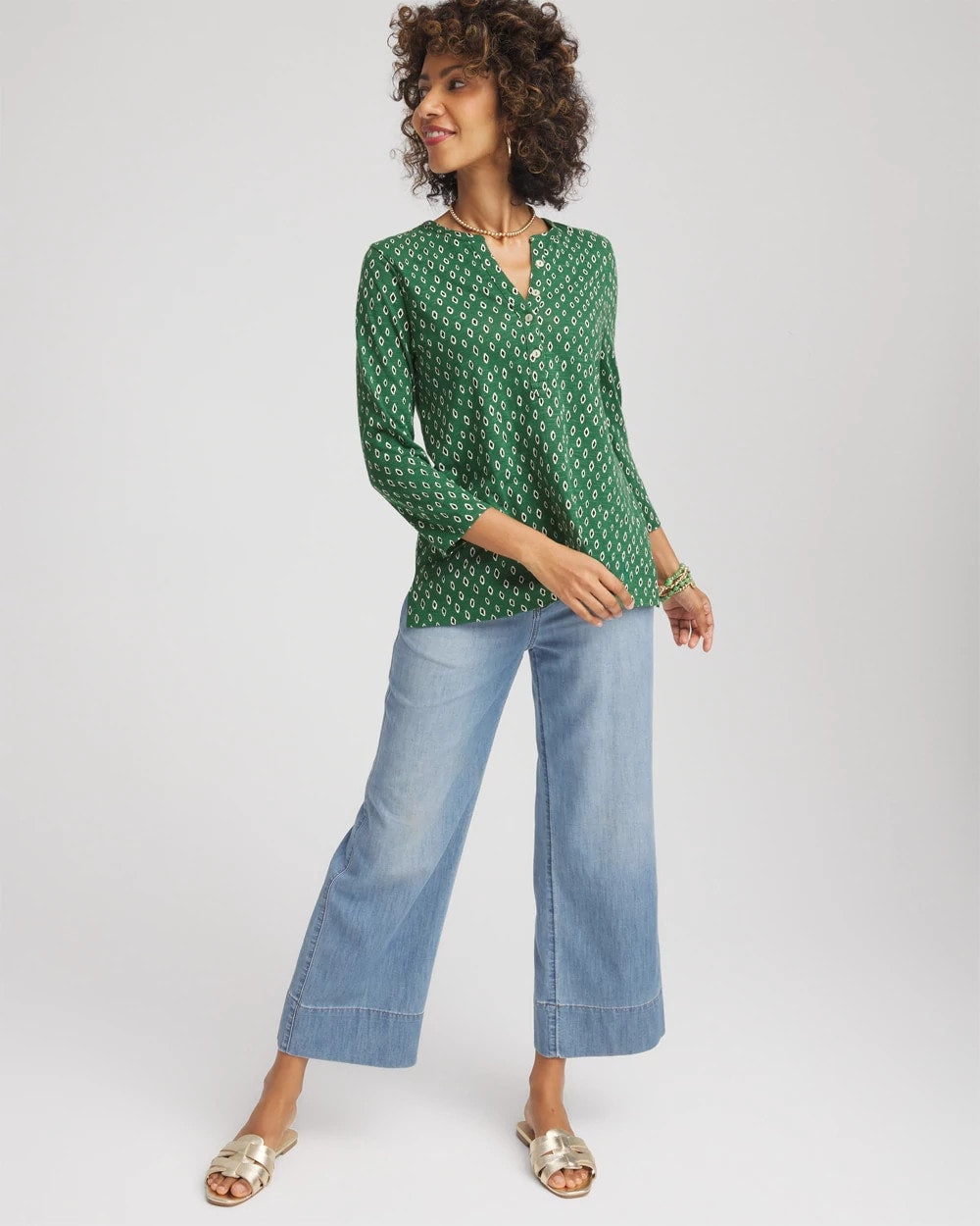 Geo Cotton Slub Henley Shirt - Chico's