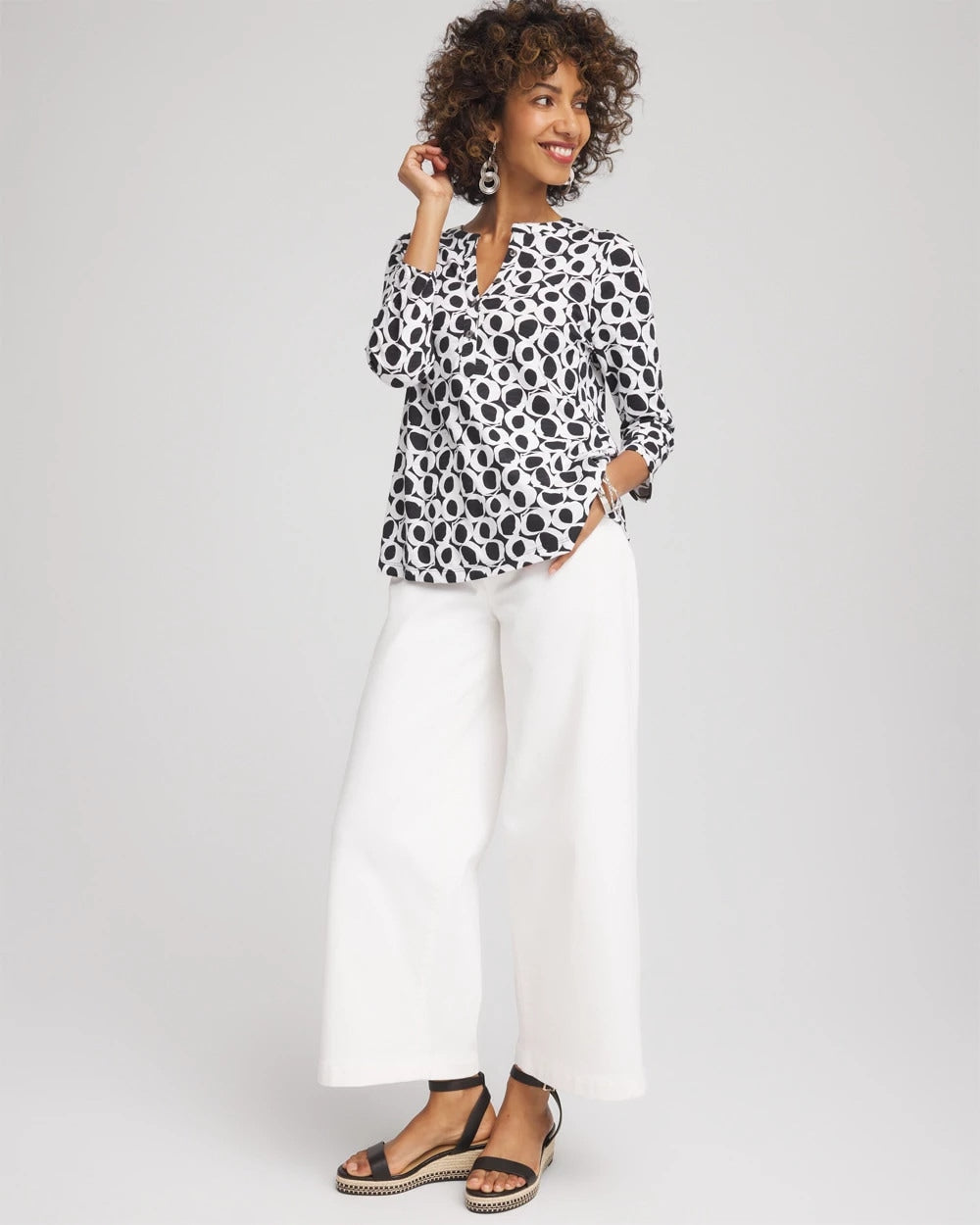 Printed Cotton Slub Henley Shirt - Chico's