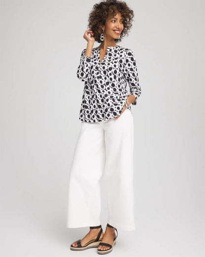 Printed Cotton Slub Henley Shirt - Chico's