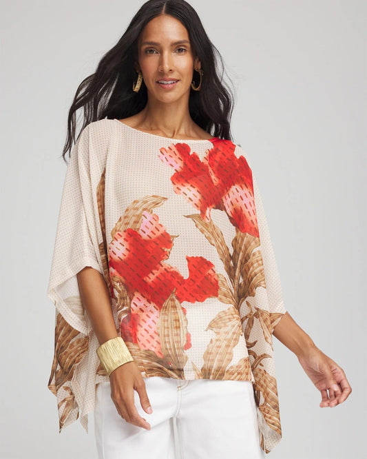 Floral Chiffon Pull-Over Poncho - Chico's