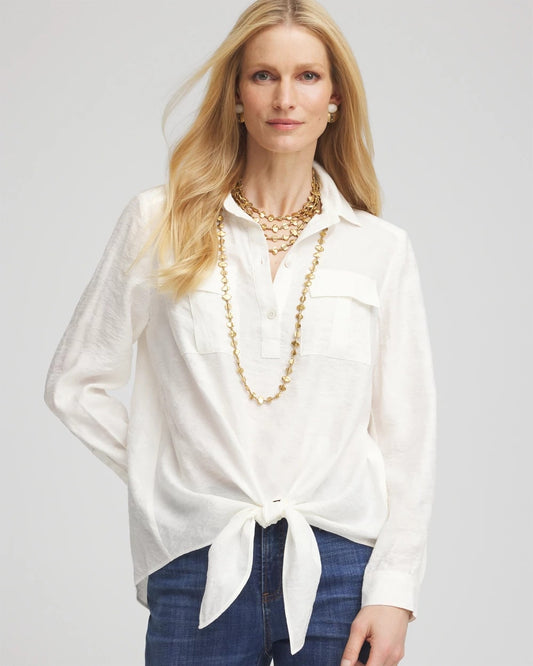 Textured Tie-Front Pullover Top - Chico's