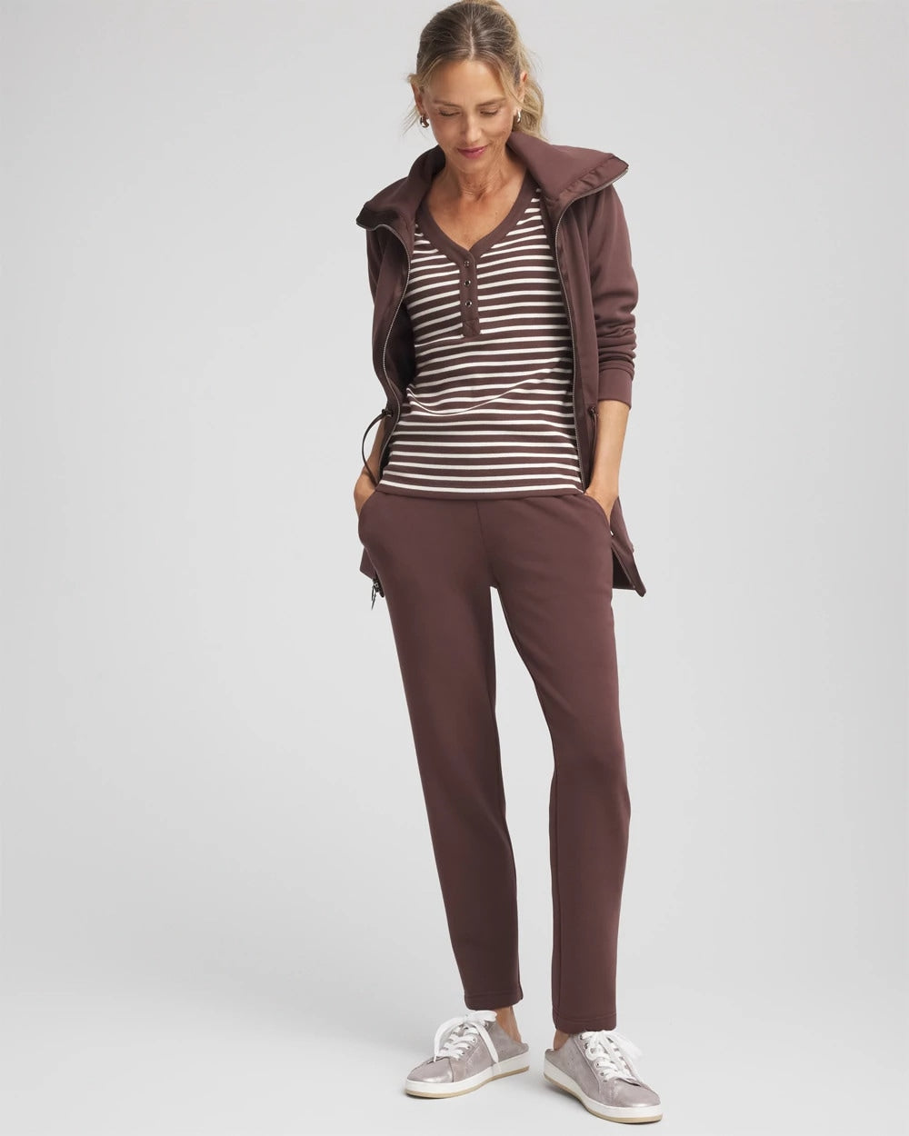 Zenergy® Ribbed Striped Henley Tee - Chico's
